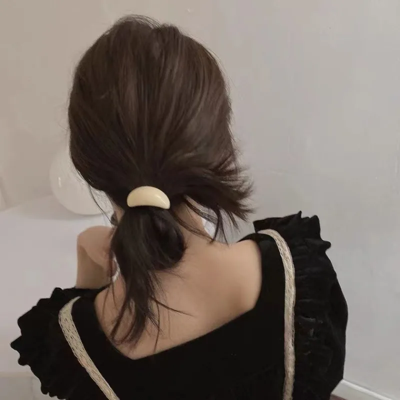 

Elegant Acrylic Elastic Hair Ties Round Design for Women Girls High Stretch Non Slip No Crease Strong Ponytail Holders Daily Use