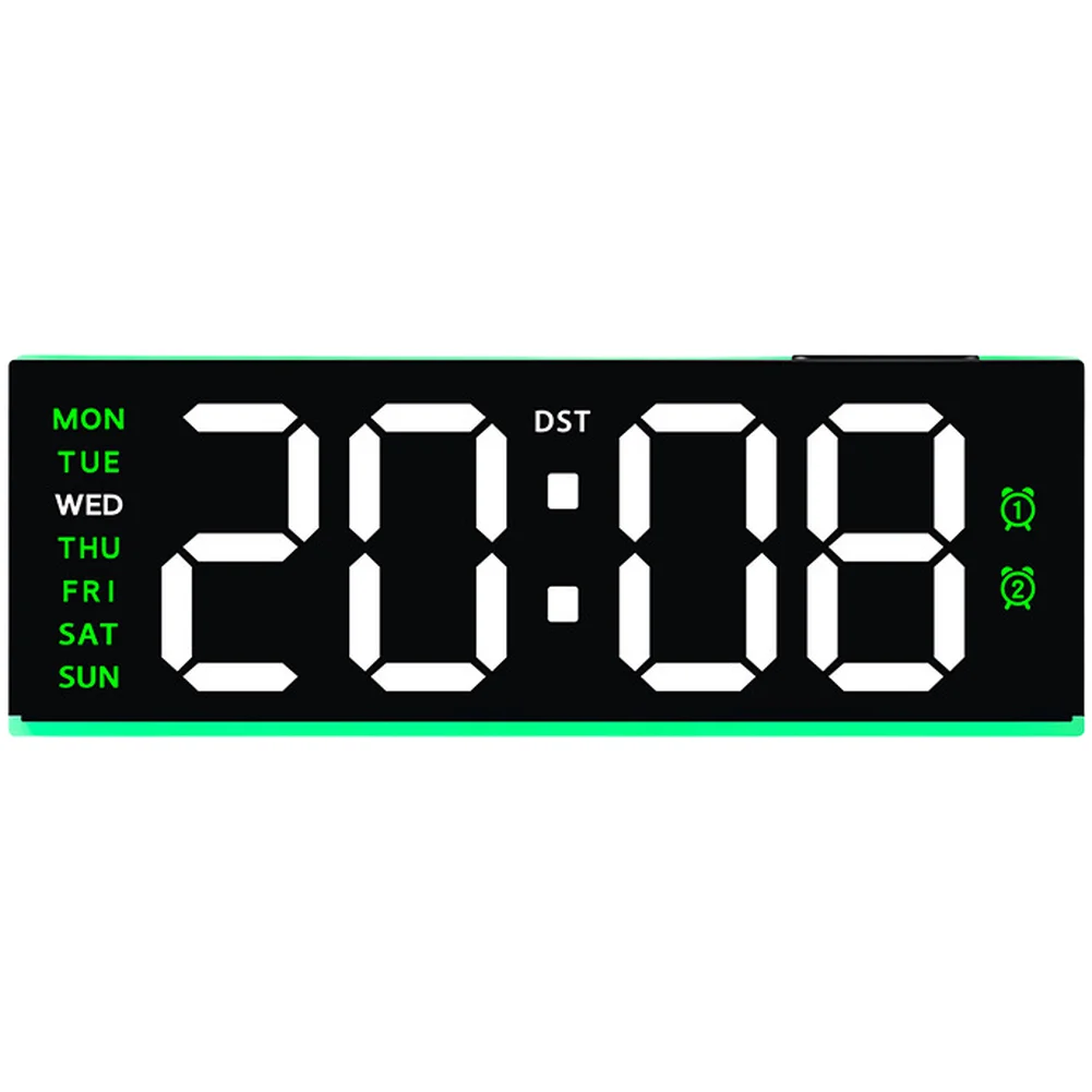Digital Alarm Clock with Large LED Display Adjustable Brightness Dual Alarms Calendar Thermometer and Sleep Timer