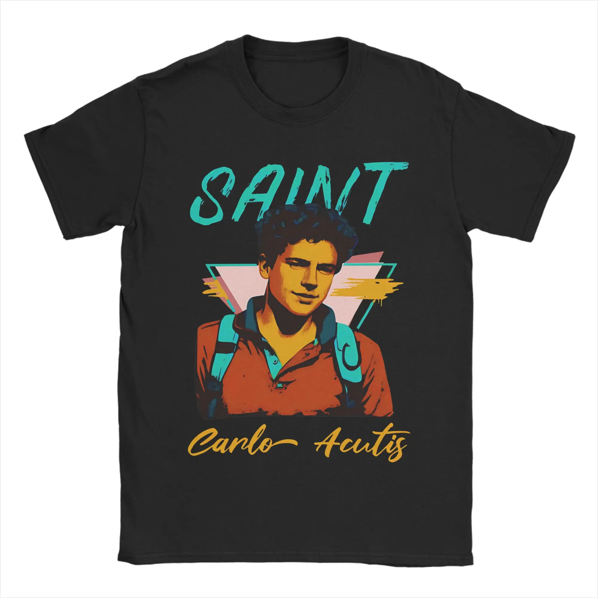 Funny Carlo Acutis T-Shirts Men O Neck 100% Cotton T Shirt  Short Sleeve Tees New Arrival Clothing