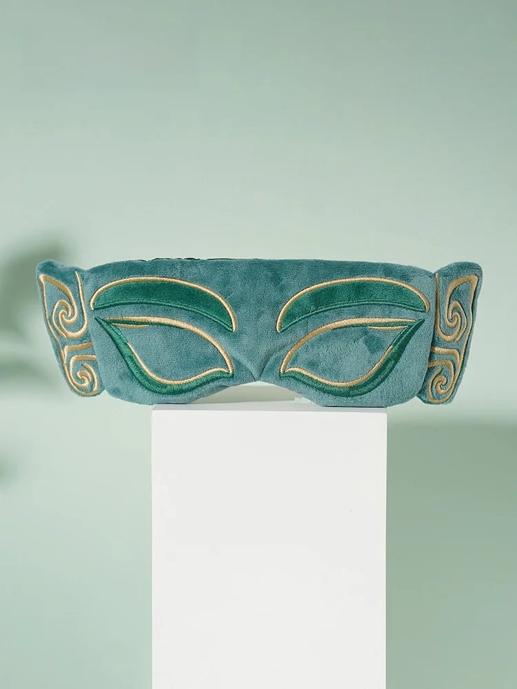 Creative Museum Bronze Mask Series Sleep Eye Mask Blocking Light Birthday Gift Elderly Leaders Clients Daily Use Bedroom Green
