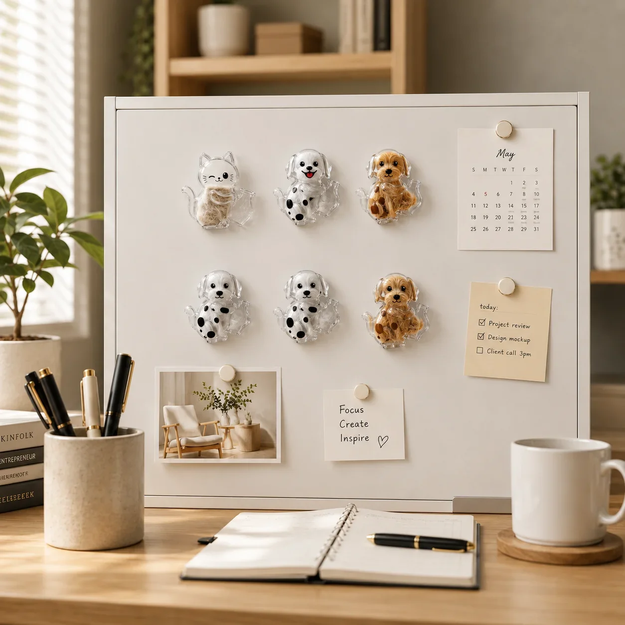 Transparent Dog/Cat Shape Fridge Magnet Adorable Pet Hair Storage Pendant for Pet Lover DIY Handmade Memorial Keychain