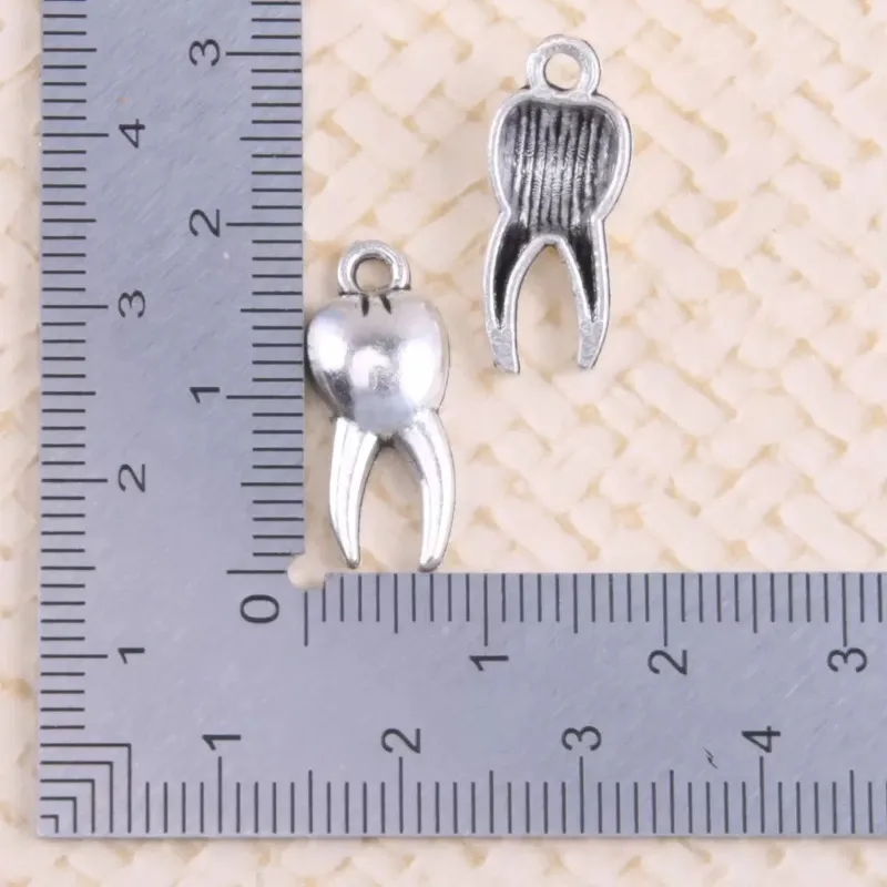 320 Stück antiksilberfarbene Zahn-Anhänger, 20 x 8 mm, für Armbänder, Ohrringe, Schmuckherstellung, A479 – Detail 5