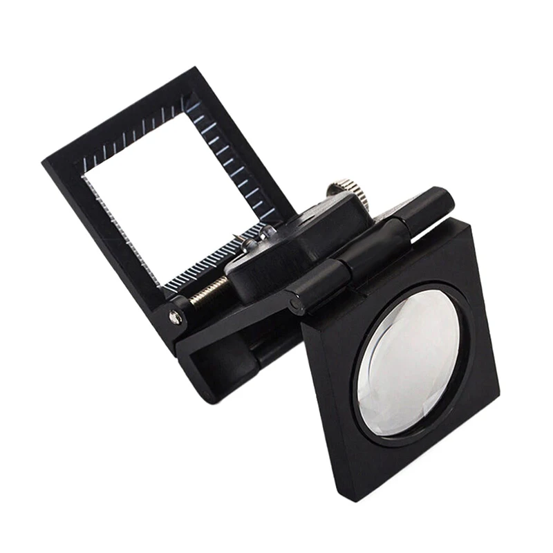 1PC 10X Metal Foldable Optical Magnifying Glass Desktop Magnifier Measurement Tools With LED Lights Scale