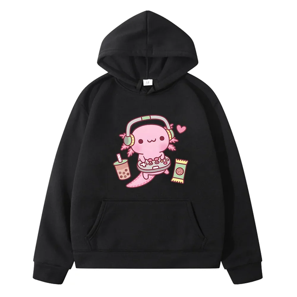 Axolotl Salute Play Games Funny Hoodies Winter Girls Tops Spring/Autumn Long Sleeve Unisex Sweatshirts Harajuku Sudaderas Kids