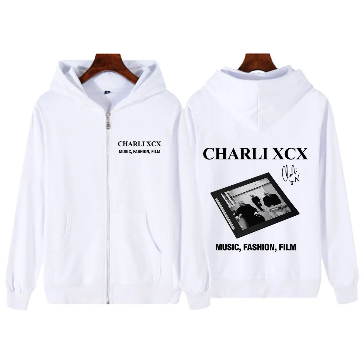 CHARLI XCX Album Musik, Mode, Film Tour 2026 Print Zipper Hoodie Herren Damen Mode Locker Lässige Reißverschlussjacke Sweatshirt – Detail 3
