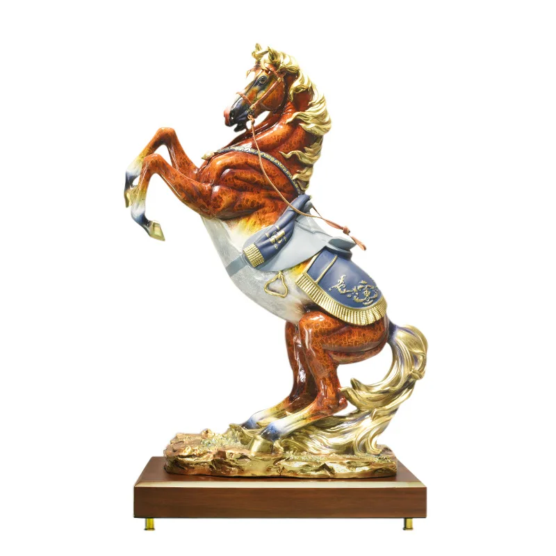 Full copper horse ornament, red rabbit horse to success office living room decoration