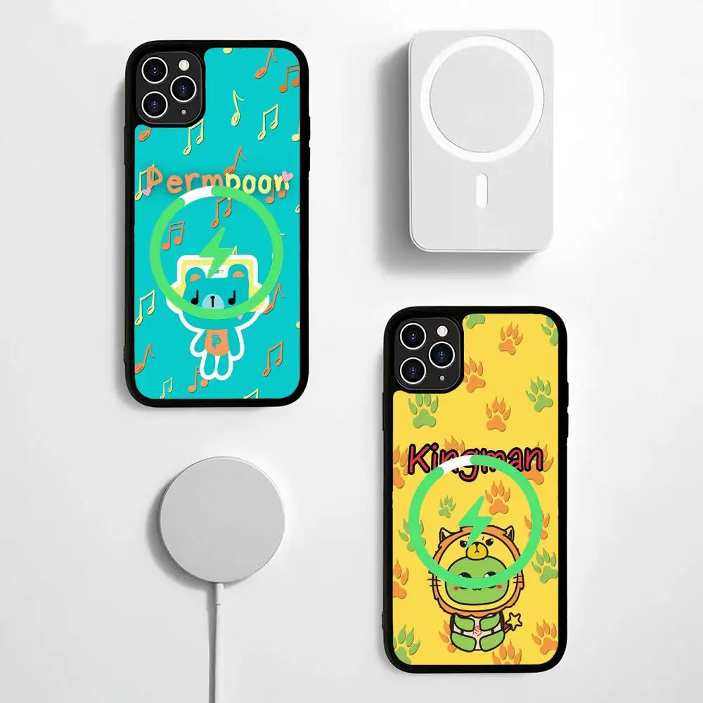 

Cartoon Mascot GMMTV Black For Magsafe Magnetic Phone Case For iPhone 16 15 17 Pro Max 11 12 13 14 Plus Cover