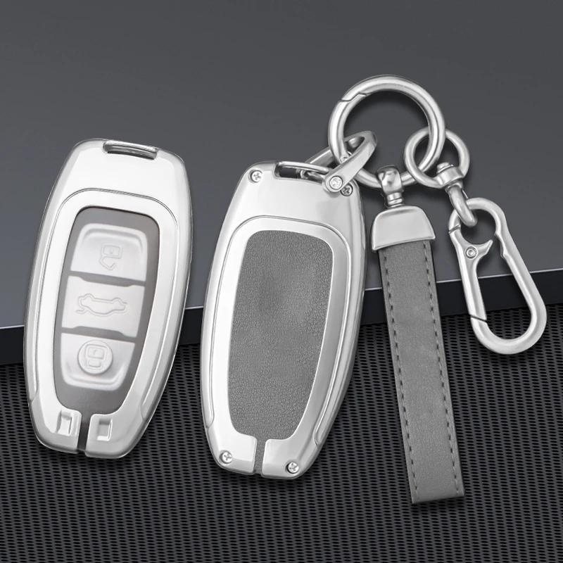 

Alloy Leather Car Key Case Cover Shell Fob for FAW Hongqi H5 HS7 EHS9 H9 2020-2021 Keychian Protecion Holder Auto Accessories