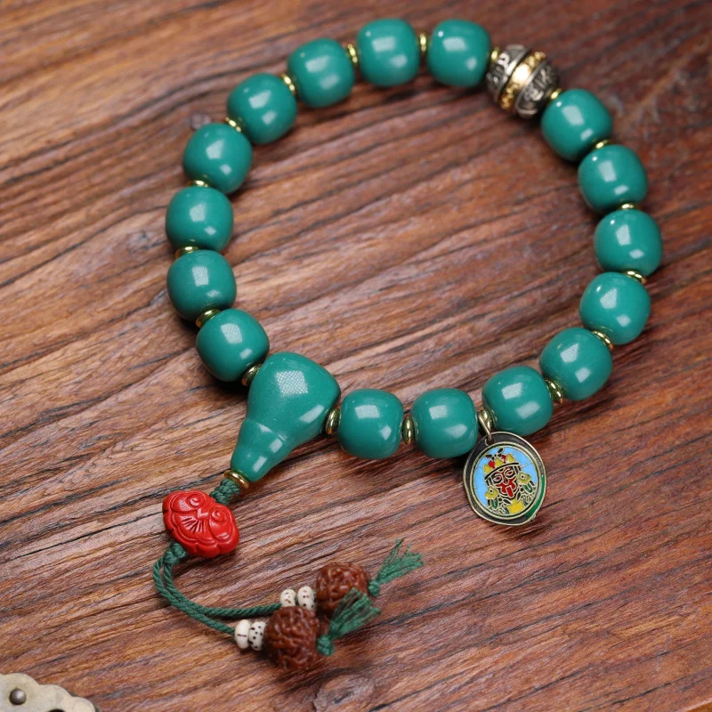 

Turquoise Round Beads Bracelet South Red Agate Thangka Accessories Tibetan Silver