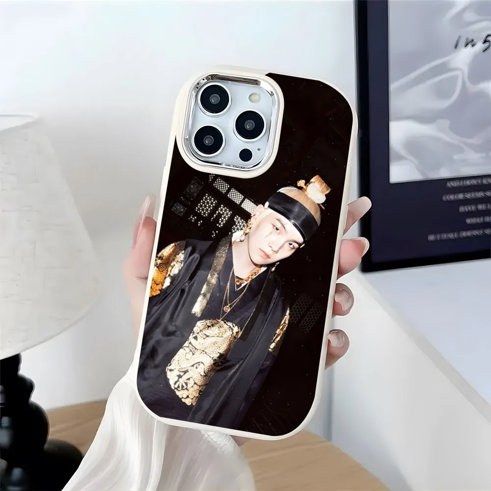 Agust D Suga King Cute Phone Case Plating Camera Oval Soft Silicone For IPhone 16 15 11 12 13 14 Pro Max Thicken Candy Color