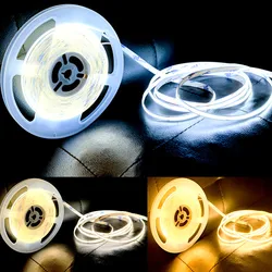 COB LED şerit işık 320 LEDs/m 16.4ft yüksek yoğunluklu esnek bant şerit 3000-6500K RA90 yüksek kontrast LED şerit işık DC12V 24V