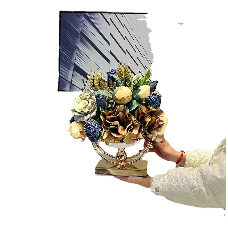 ZK High-End Artificial Bouquet Artificial Flower Decoration for Living Room TV Cabinet Table Flower Dried Flower Furnishings