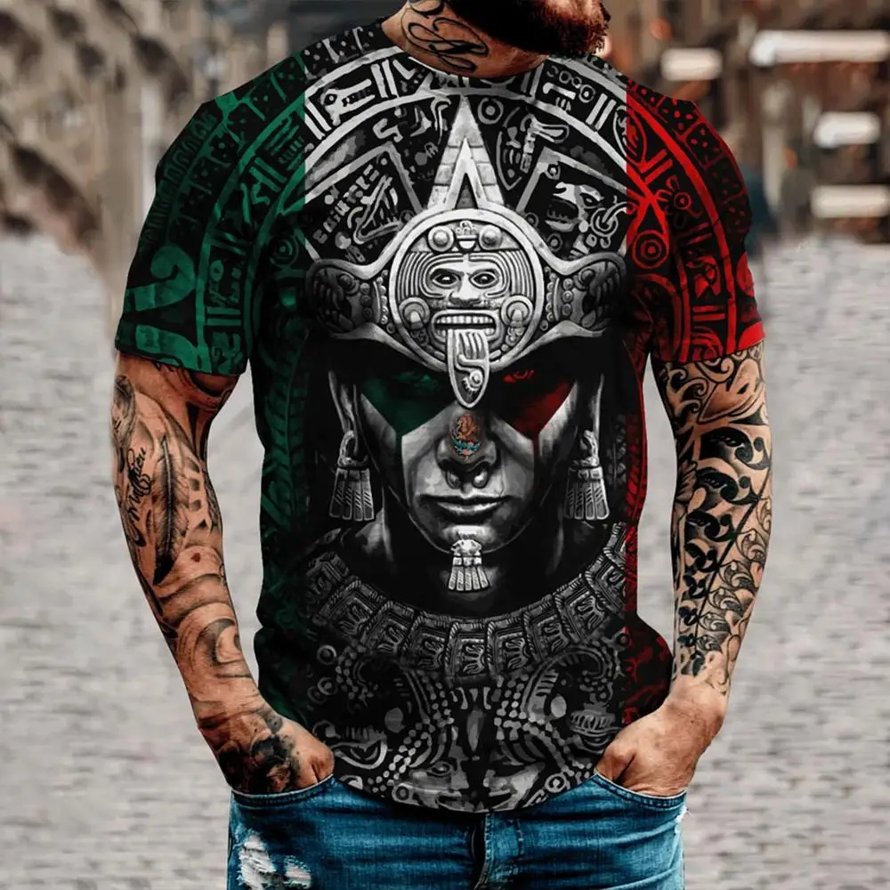

Mexico T Shirt For Men Fashion 3D Eagle National Flag Print Pattern Short Sleeve Oversized T-shirt Leisure O-neck Tee Streetwear
