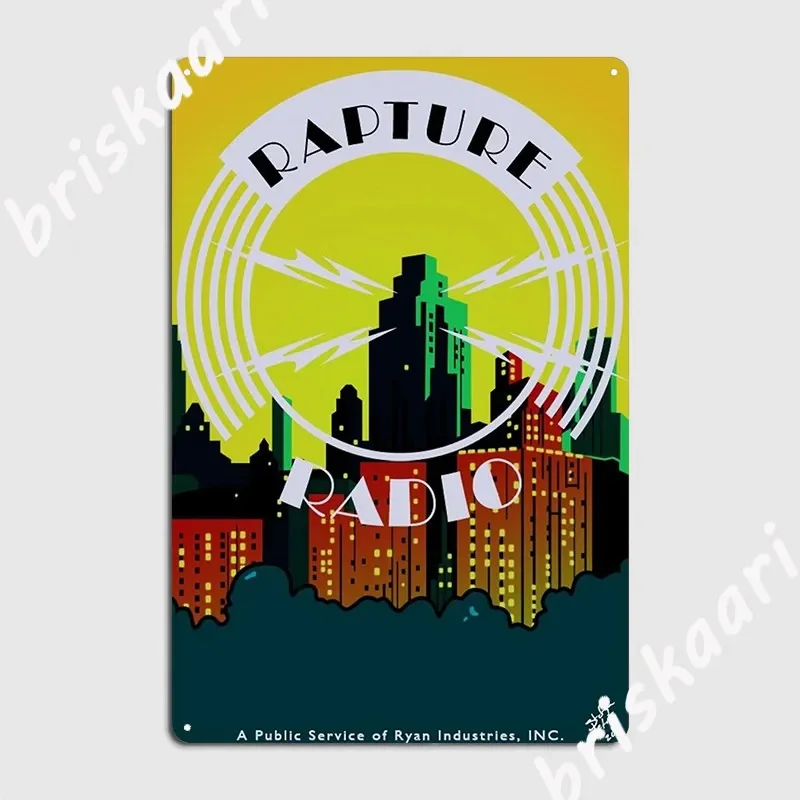 Bioshock Rapture Radio Poster Metal Plaque Pub Design Wall Garage Decoration Tin Sign Poster