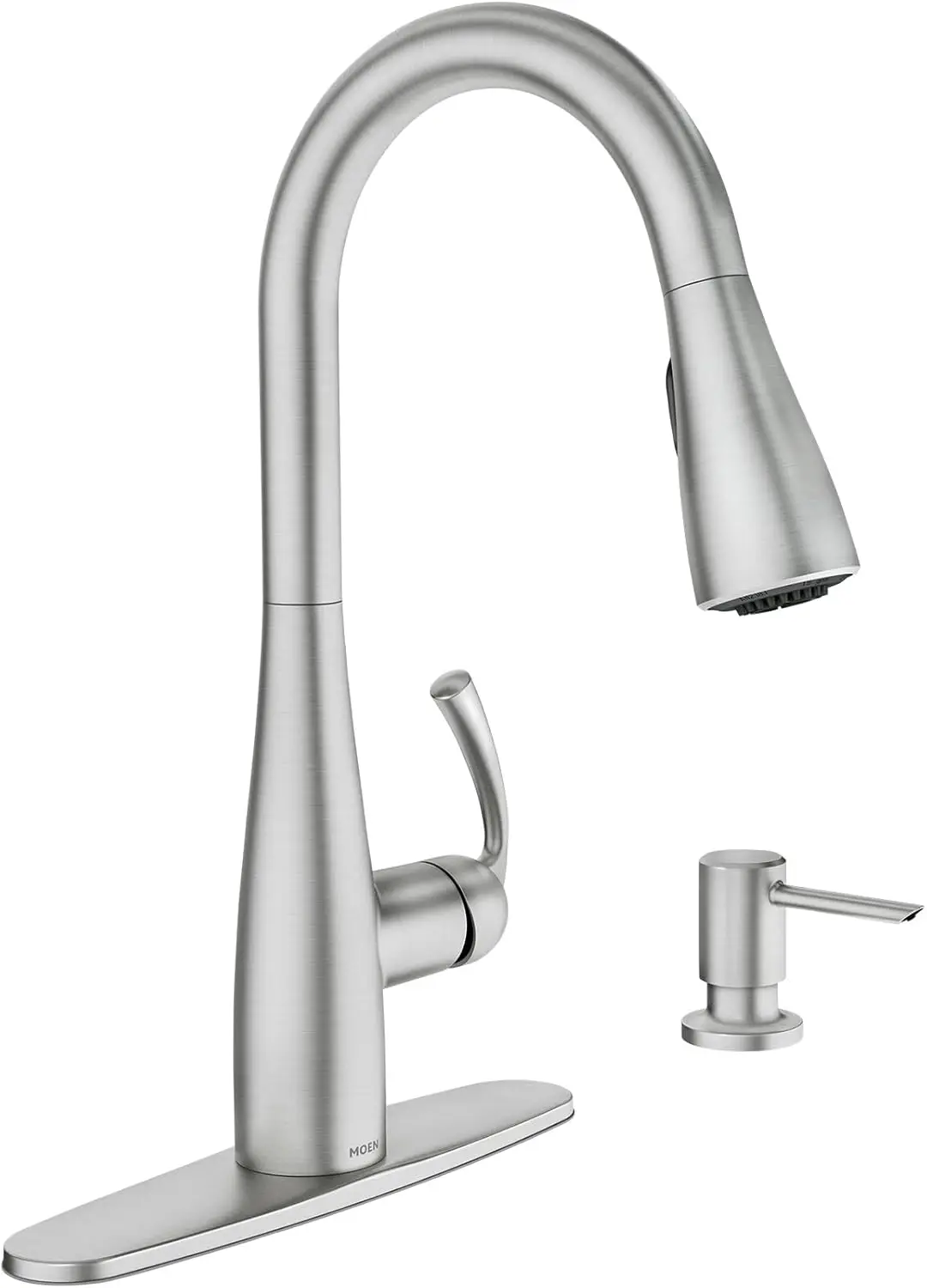 

Essie Spot Resist Stainless Pulldown Sprayer Kitchen Sink Faucet Set with Modern Pump Soap Dispenser, 87014SRS