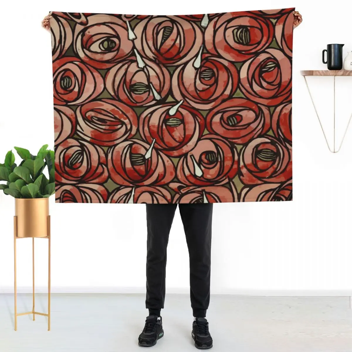 Charles Rennie Mackintosh Roses and teardrops, red,Mackintosh rose Throw Blanket Blankets For Baby Stuffeds for sofa Blankets