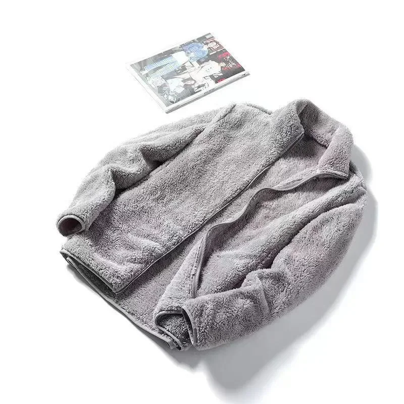 

BWQ Double-Sided Coral Fleece Jacket For Men And Women Outdoor Charging Clothes Spring Autumn/Winter Double-Sided Sweatshirt