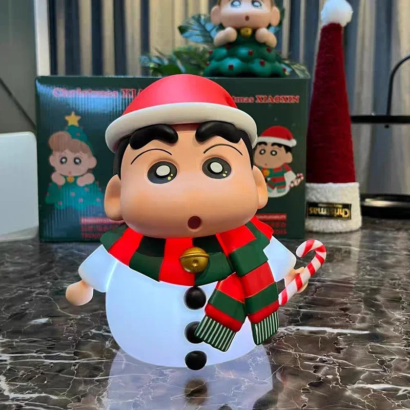 Crayon Shin Chan Figure Cos Snowman Christmas Tree Shin Chan Figurine Anime Figure Desktop Ornament Glow Custom Christmas Gifts