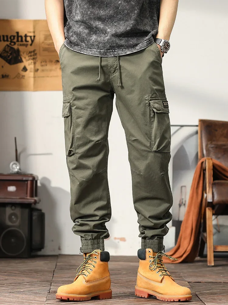 2023 New Summer Cargo Pants uomo cotone traspirante Multi-tasche cerniera alla caviglia pantaloni Casual Slim abbigliamento da lavoro maschile pantaloni sottili