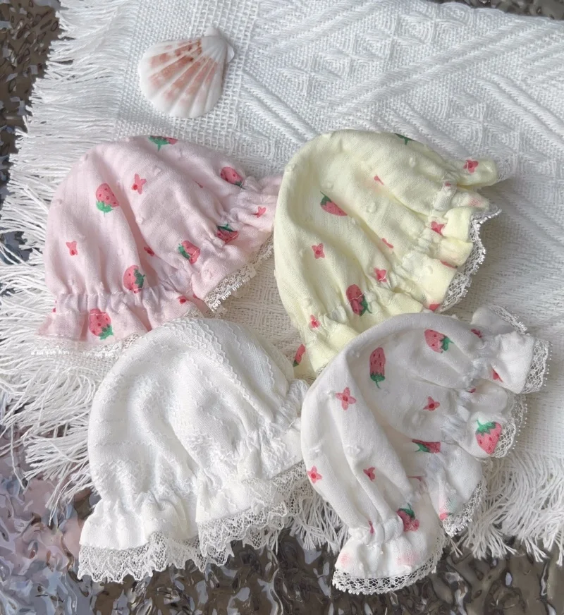 

bjd doll hat is suitable for 1/3 and 1/4 size elastic lace small strawberry nightcap doll accessories