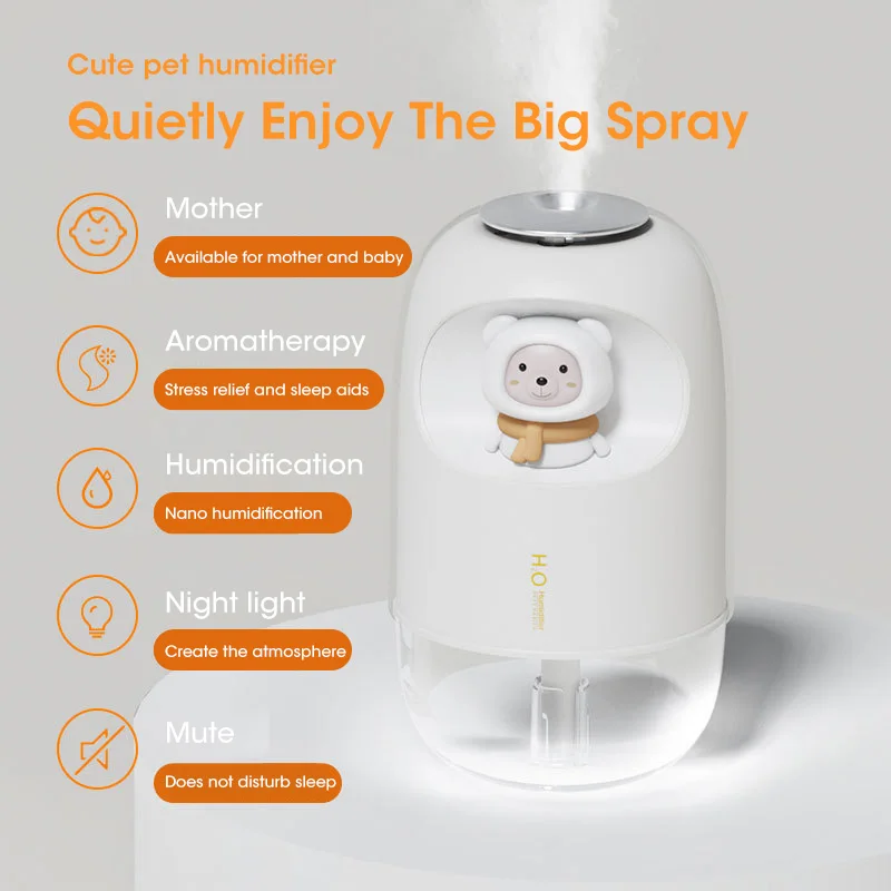 Mini humidificador USB, luz de ambiente para el hogar, silencioso y portátil, escritorio, aromaterapia pequeña, Linda mascota