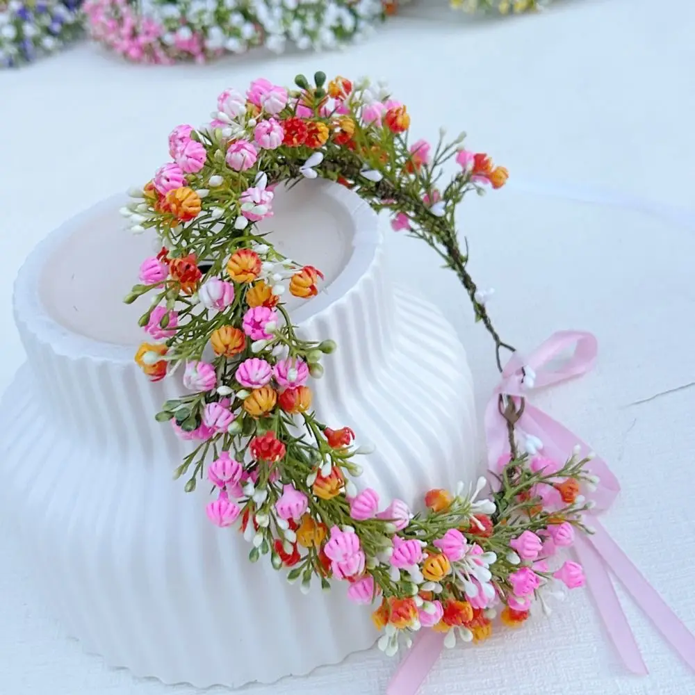Sweet Simulated Flower Floral Headband Boho Style Garland Wedding Headpiece Hair Accessories Hairband Bridal Wreaths Beach Party