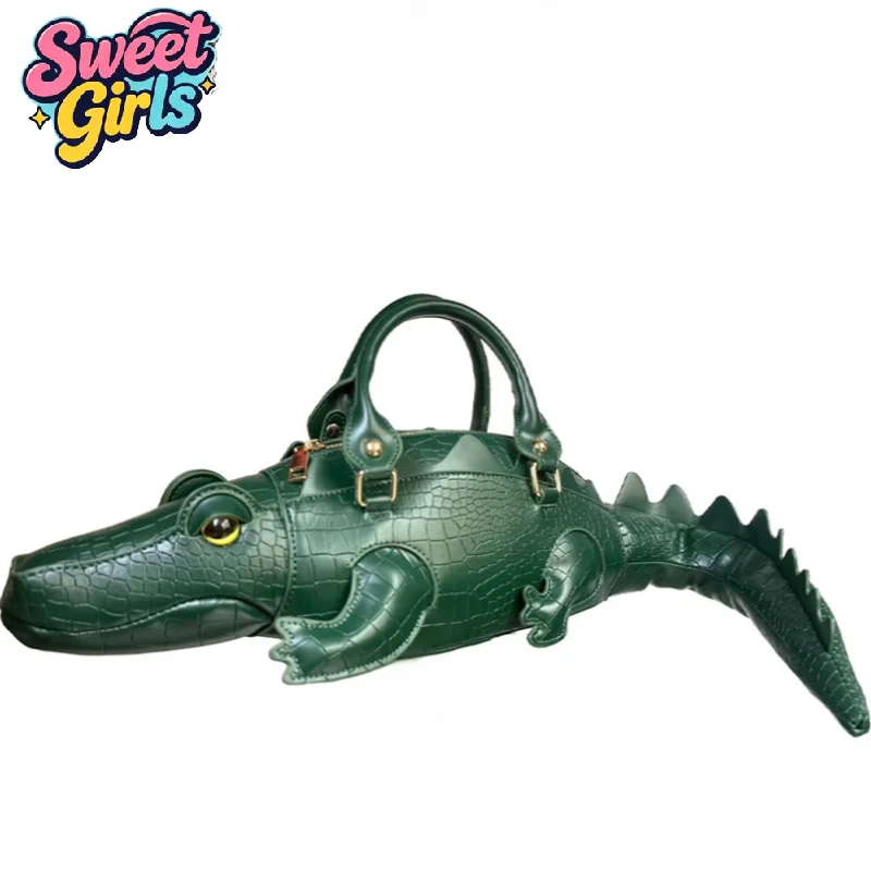 Handbag Luxury Designer Women's Bag Purse Pu Leather High Quality Handmade Handbags Funny Crocodile Shape Shoulder Bag