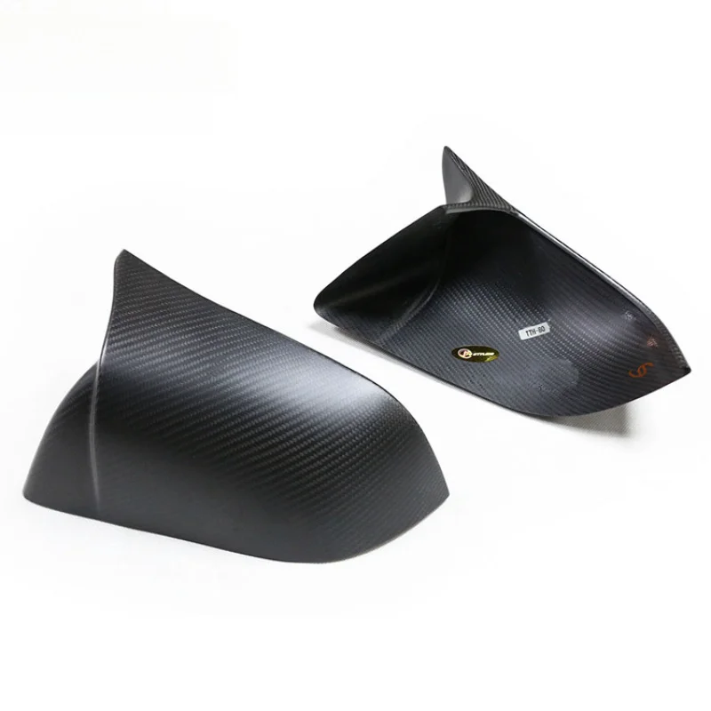 

Cross-Border Hot Item Suitable for Tesla Model 3 Y Dry Carbon Fiber Sticker-Type Horn Rearview Mirror Cover
