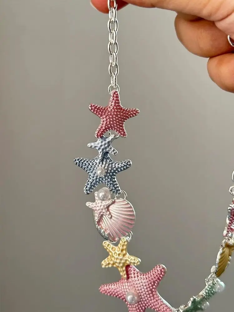 Design sense colorful shell starfish necklace new high-end clavicle necklace female niche exquisite butterfly necklace ornaments