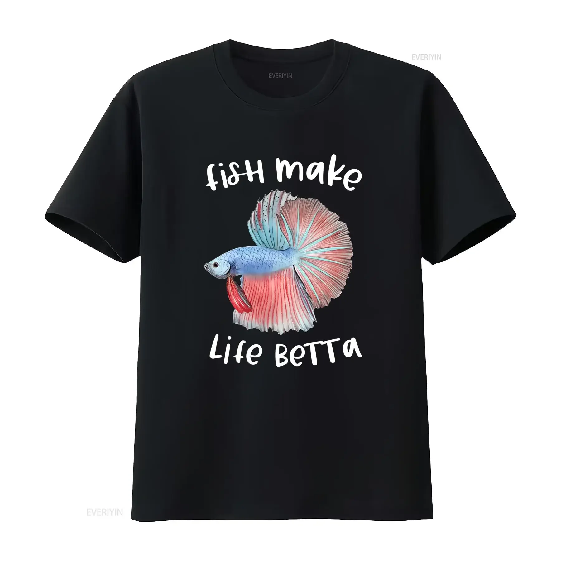 Fish Make Life Betta Mom Aquarium Keeper T Shirt Unique Print Design for Lovers vintage Washed Soft Top For Everyday Wear