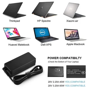 Pengisi Daya Laptop Adaptor Daya 20v3.25a 65w Tipe-c Baru untuk Lenovo Thinkpad X1 Karbon X270 X280 T580 P51s P52s E480 E470 S2 10 pengisi daya laptop penjualan terbaik - №