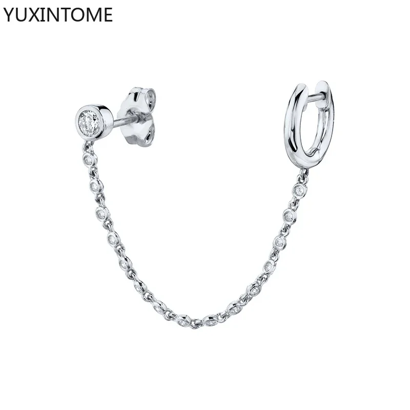 Women's 925 Silver Crystal Chain Tassel Dangle Earrings