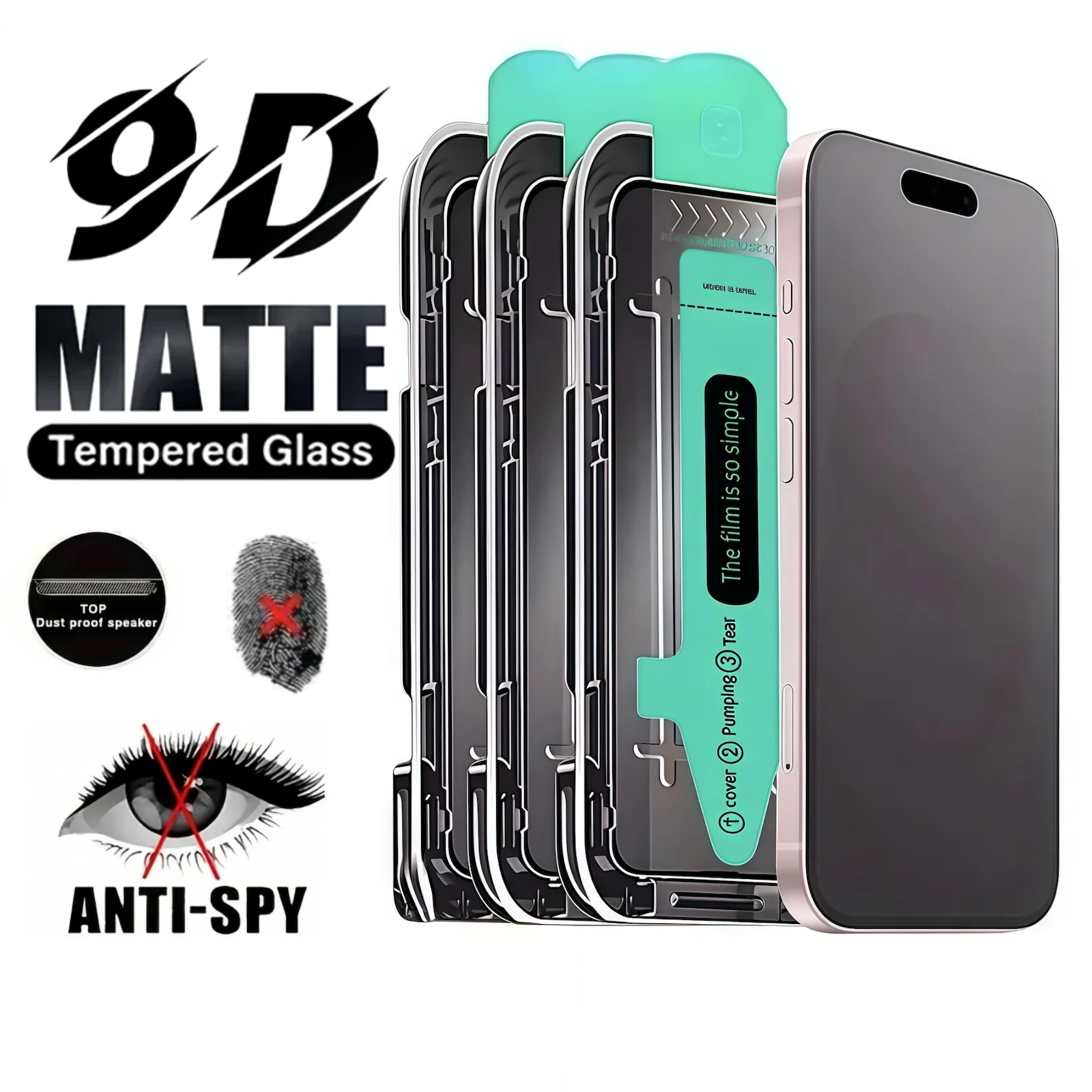 

3-piece Set Of Apple iPhone 17 16e 16 15 14 13 12 11 Pro Max XS XR Matte Screen Protector Tempered Glass Block Frosted Anti-Spy