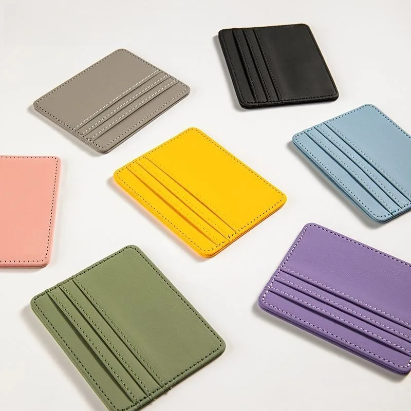 

Mini Ultra-thin Leather Wallet 4 Slots Cardholder Slim Bank Credit Card Holder Anti Fading Magnetic Cards Clip Protective Cover