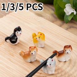 1/3/5Pcs Japanese Style Cartoon Shiba Inu Dog Ceramic Chopsticks Rack Puppy Chopstick Pillow Holder Table Decoration Ornaments