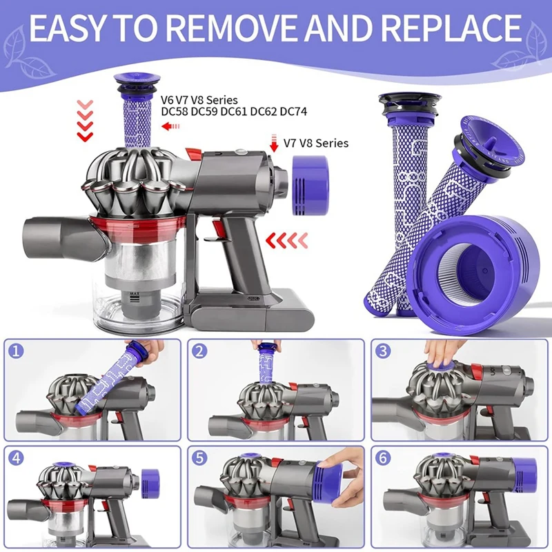 Filtri Hepa per filtri Pre e Post serie Dyson V7 V8, filtro di ricambio per aspirapolvere 965661-01 e 967478-01