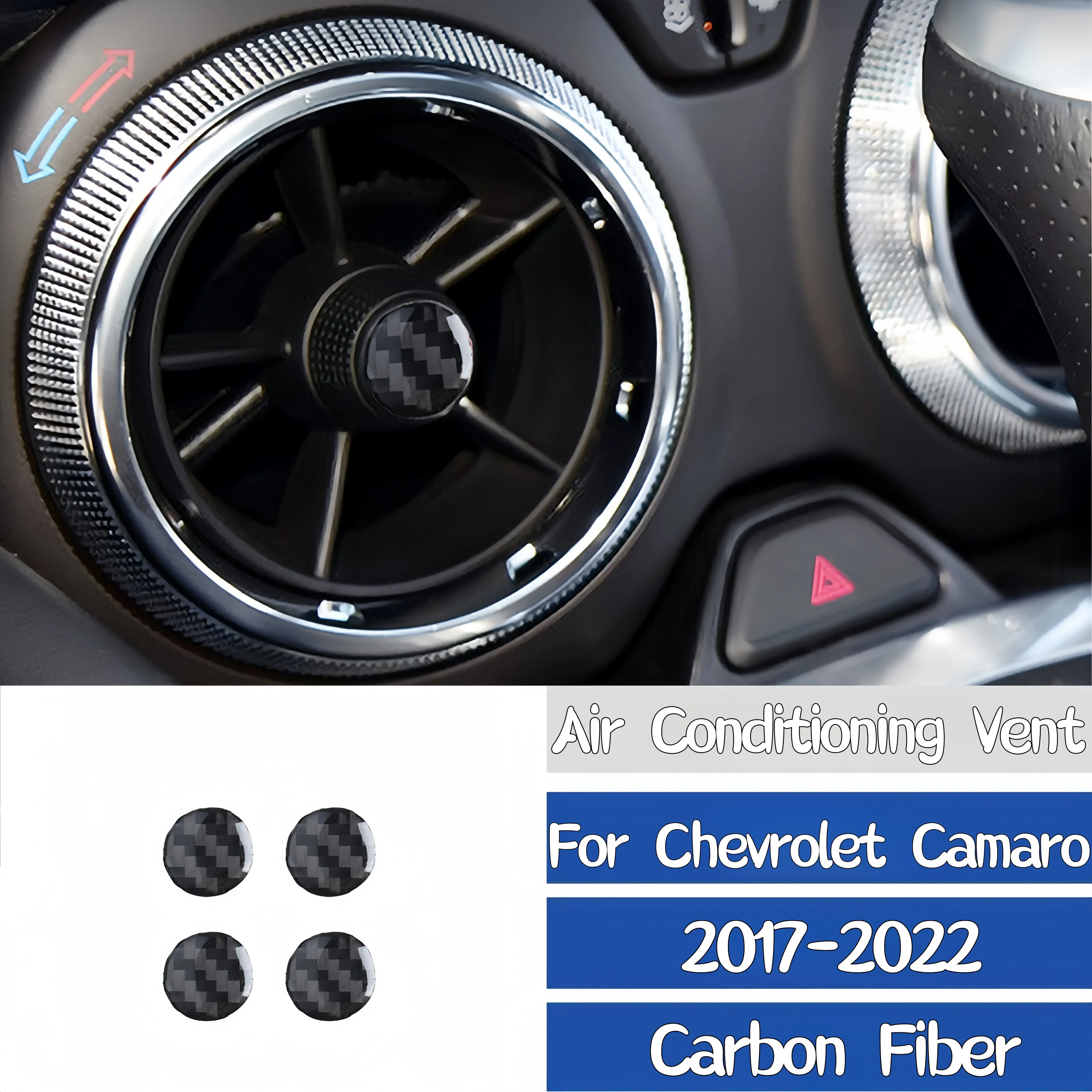 

For Chevrolet Camaro 2017-2022 Accessories Carbon Fiber Interior Car Air Conditioning Vent Center Trim Cover Decorative Sticker