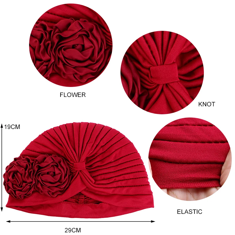 Muslim Fashion Flower Hijab Turban Ethnic Islamic Women Beanie Hat Hair Loss Chemo Headwear Head Wrap Cap Trendy Ladies Bandana - view 2