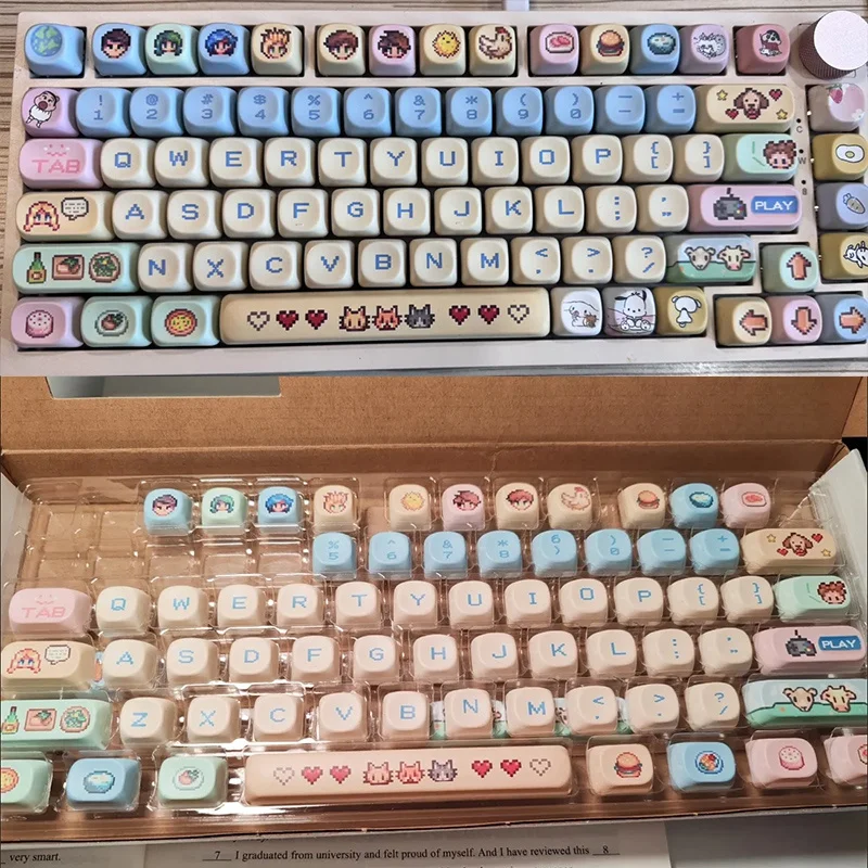Stardew Valley 78 Keycaps Pixel Cat Pixel Pbt Schattig mechanisch toetsenbord Universele maatwerk Moa130 Mda Stardew Valley Keycaps
