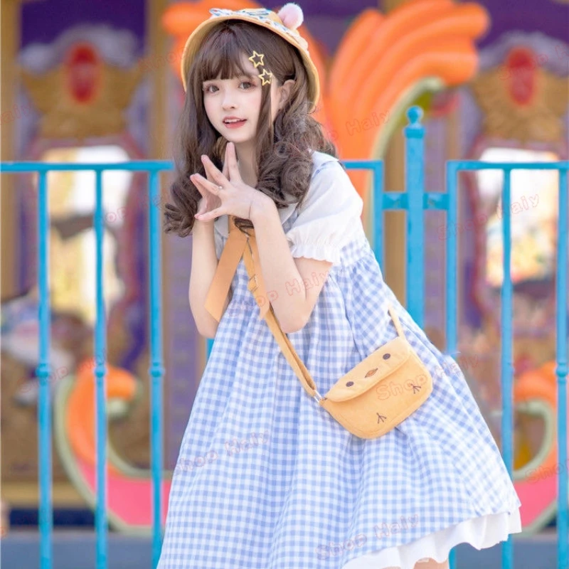 Japanese Korean Style Little Yellow Chicken College Cool Plaid Color Block Dress Campus Style JK Uniform Spring Event Cute Style