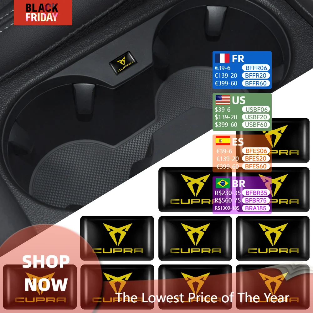 5/10Pcs 3D Epoxy Car Interior Stickers Cupra LOGO Badge Decorative Accessories For Seat Cupra FR Racing Ibiza Leon Ateca Toledo