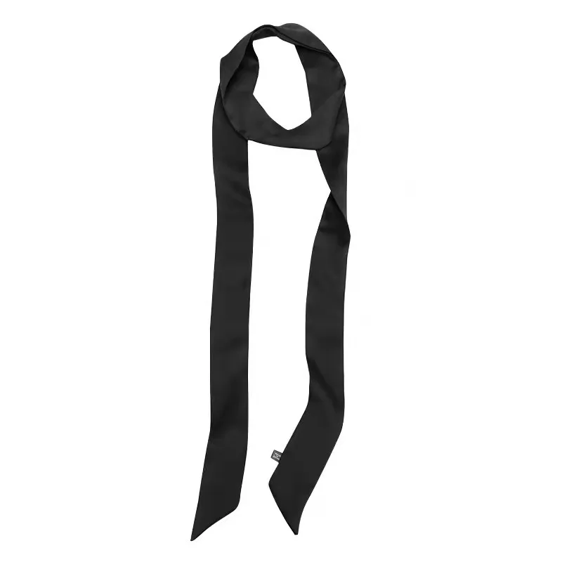 Feminino estreito cores sólidas longo lenço de seda cetim pescoço gravata alça saco fitas luxo headbands lenços magros neckerchief moda