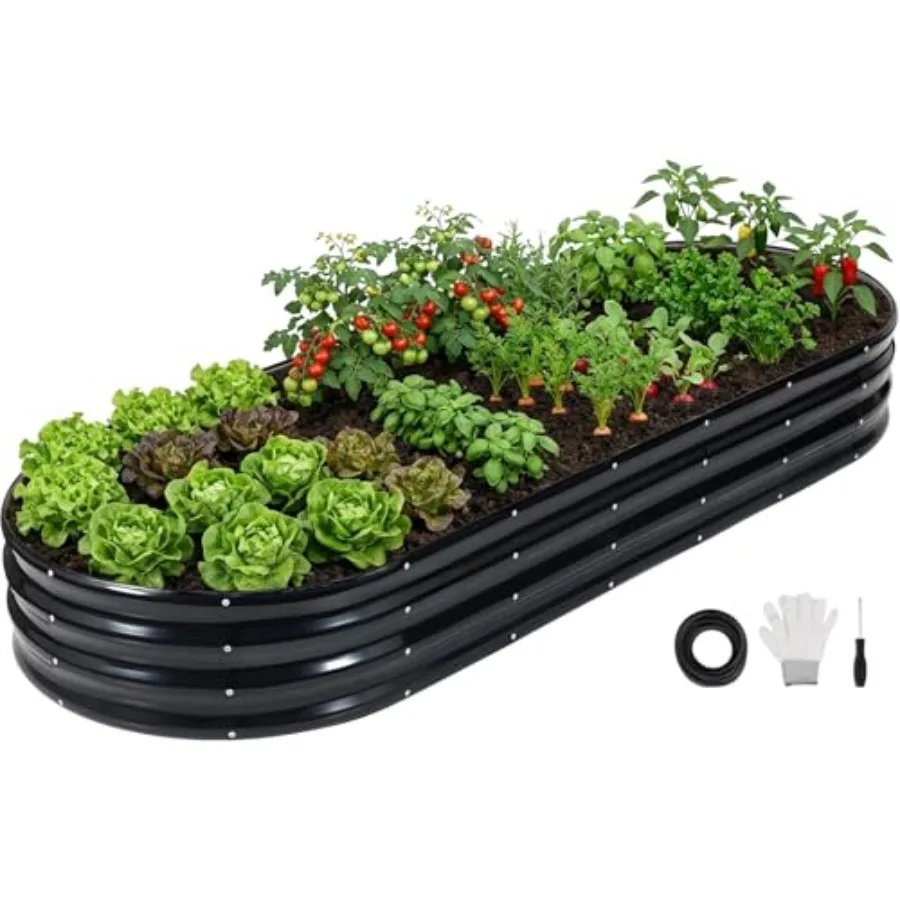 

Galvanized Raised Garden Bed, 8x3x1FT Oval Metal Raised Garden Beds for Vegetables, Rust-Resistant and Easy Assembly, Outdoor P