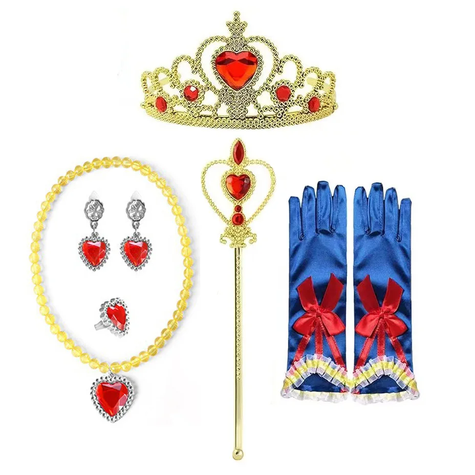 Girls Princess Snow White Dress up Accessories Party Favors Gifts Set Including Crown Scepter Wand Necklace Gloves Bow Headband image 2