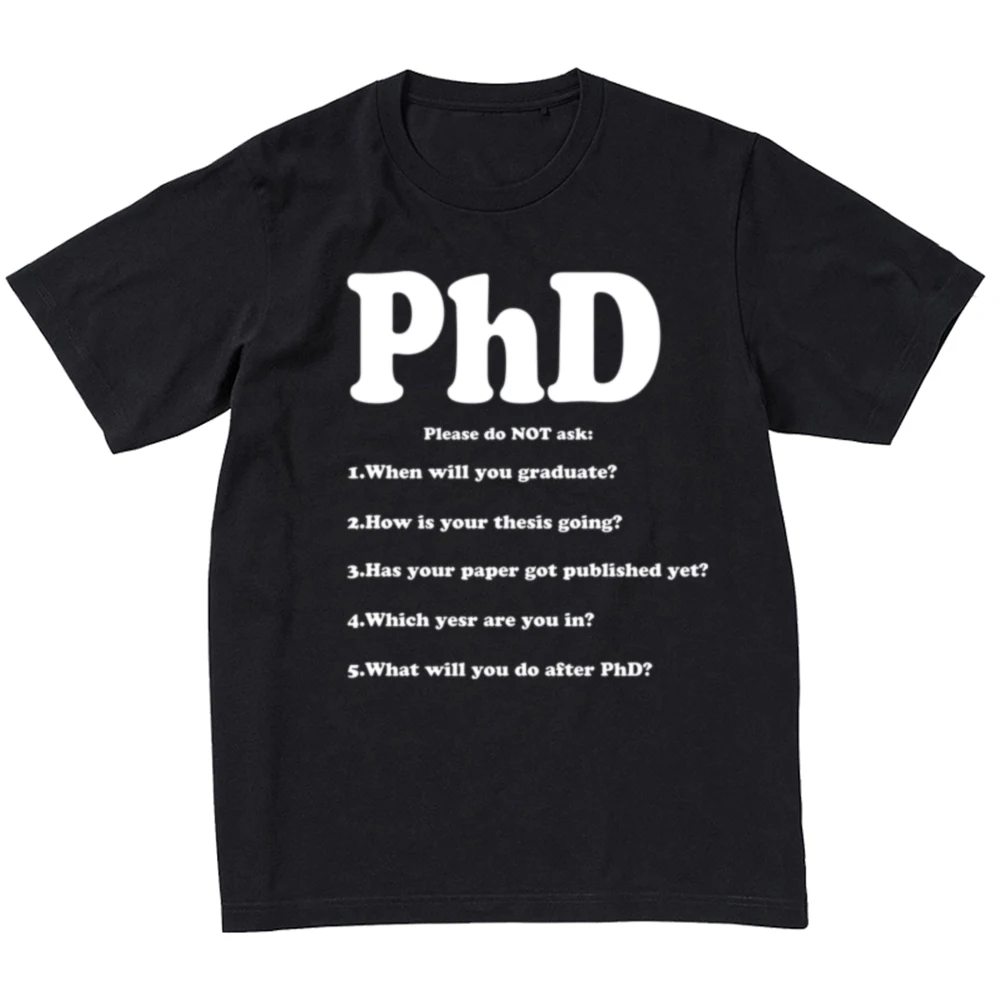 

Новая летняя футболка с короткими рукавами и принтом PhD Five Questions, креативная и персонализированная одежда для студентов врача