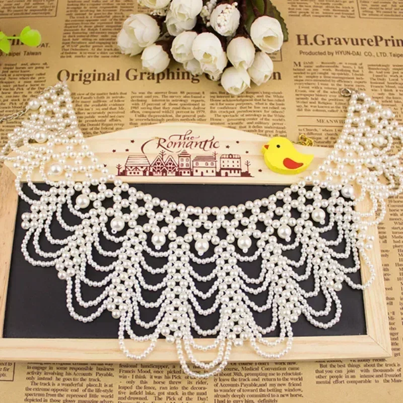 Afneembare blouse nep kraag faux parel kralen valse kragen choker ketting zomer doek accessoire voor vrouwen meisjes nep kraag