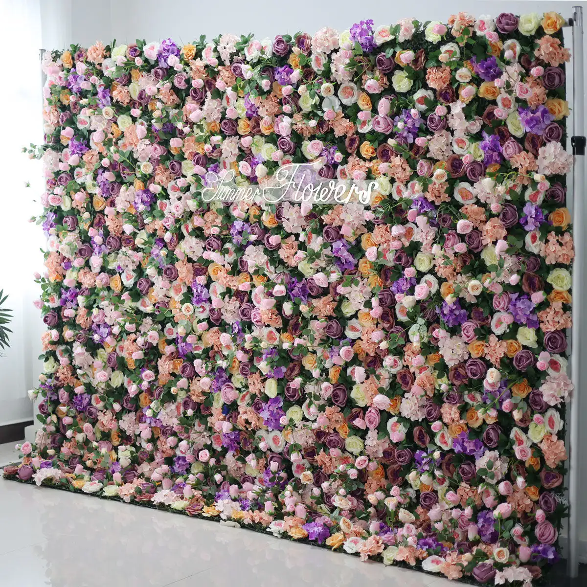 Luxury violet 3D artificial peony fabric, fabric flower wall, wedding background decoration, party decoration, hydrangea