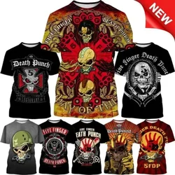 2024 Pop Hip Hop T-Shirts Men Women Five Fingers Death Punch Music Style 3D Print Men's Clothing Short Sleeve T-Shirts for Mens