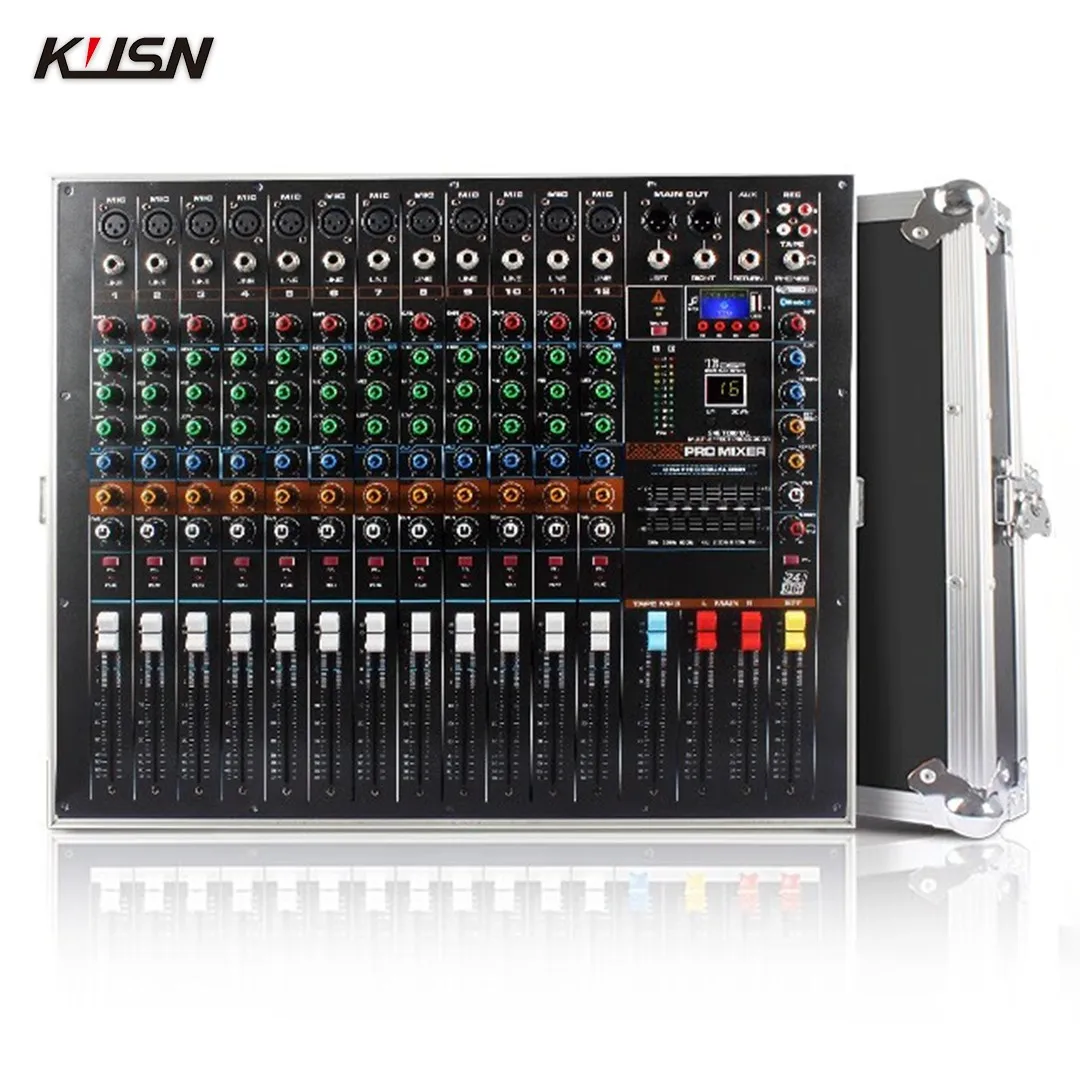 12 Channel 700Wx2 8 Ohm Amplifier Mixer Professional Powered Audio Mixing Console Power Sound Mixer with Bluetooth USB