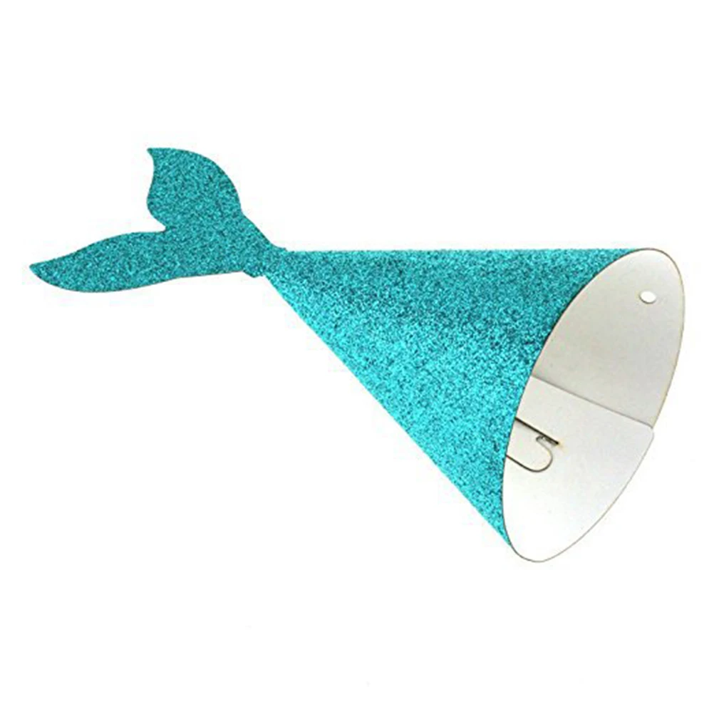 

6 Pcs Mermaid Tail Hats Kids Birthday Party Decorations Glitter Paper Gold Powder Festive Props Celebration Themes Wedding